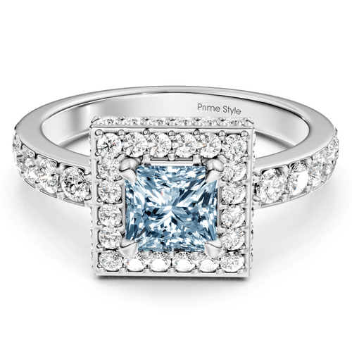 2.00 - 5.00 CT Princess & Round Cut Fancy Blue Diamonds - Engagement Ring - Primestyle.com