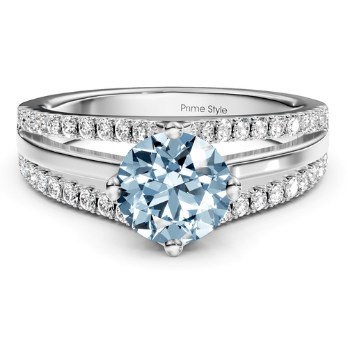 1.45 - 4.45 CT Round Cut Fancy Blue Diamonds - Engagement Ring - Primestyle.com