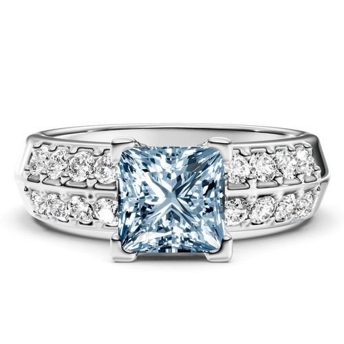 1.35 - 4.35 CT Round Cut Fancy Blue Diamonds - Engagement Ring - Primestyle.com