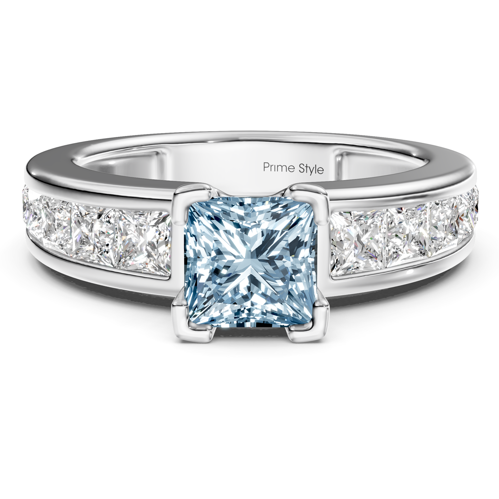 2.20-5.20 CT Princess Cut Fancy Blue Diamonds - Engagement Ring