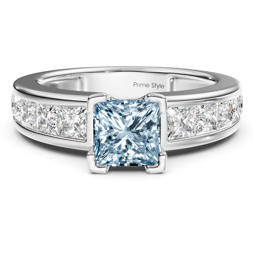 2.20-5.20 CT Princess Cut Fancy Blue Diamonds - Engagement Ring