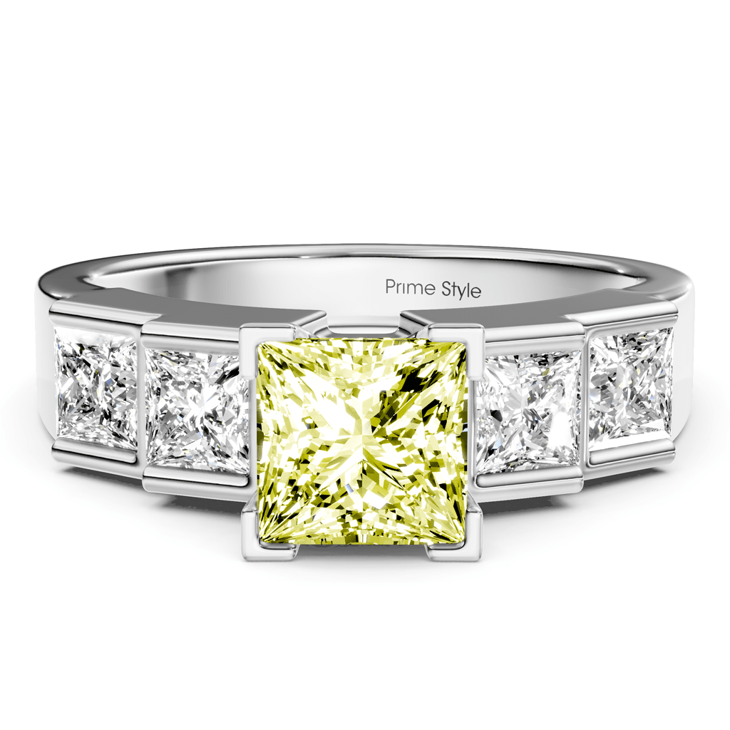 1.80-4.80 CT Princess Cut Fancy Yellow Diamonds - Engagement Ring