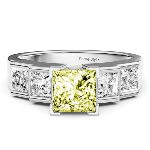 1.80 - 4.80 CT Princess Cut Fancy Yellow Diamonds - Engagement Ring - Primestyle.com