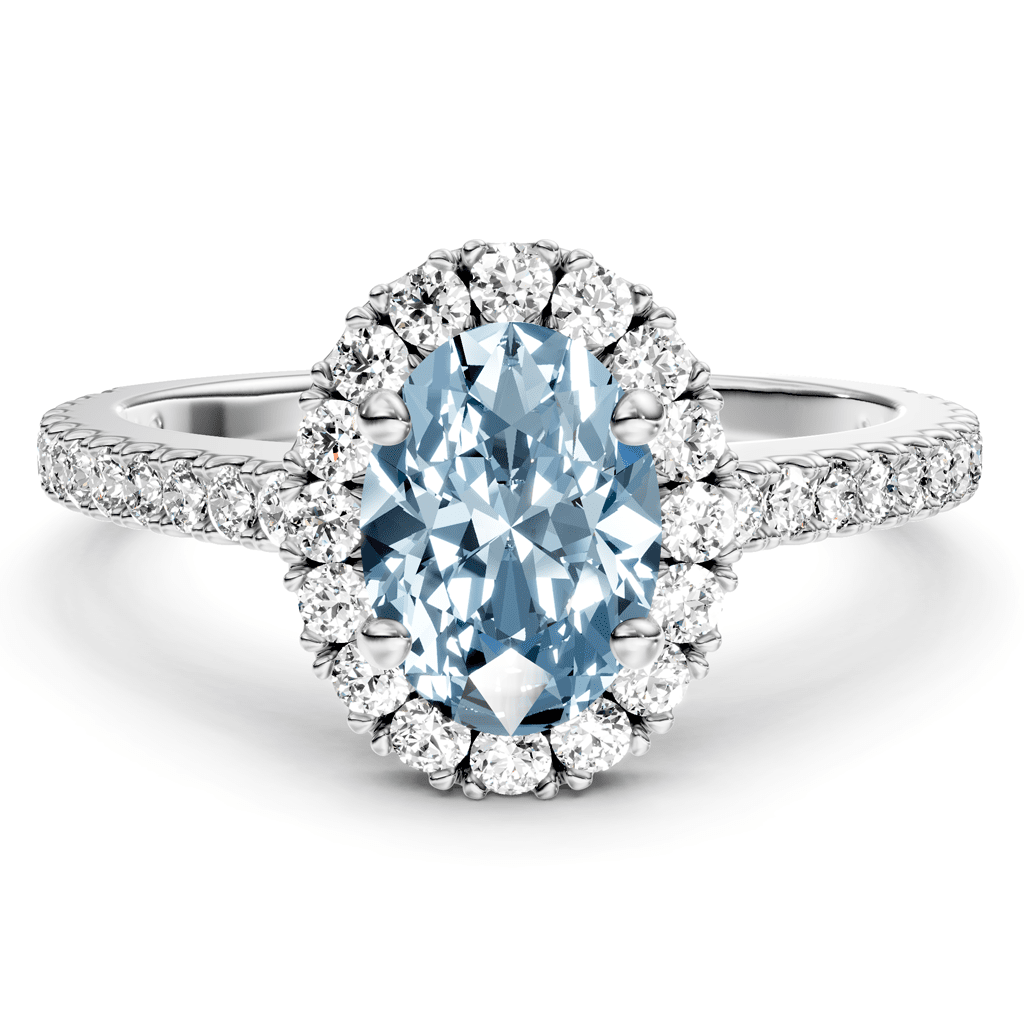 1.37 - 4.37 CT Oval &amp; Round Cut Fancy Blue Diamonds - Engagement Ring - Primestyle.com