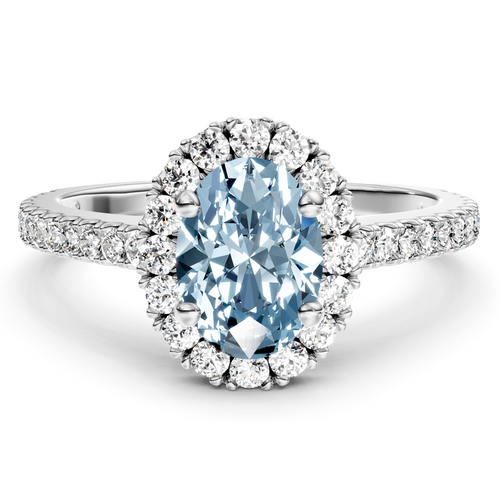 1.37-4.37 CT Oval & Round Cut Fancy Blue Diamonds - Engagement Ring