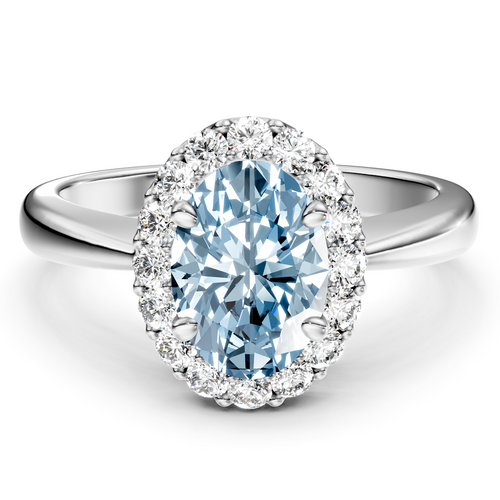 1.30-4.30 CT Oval & Round Cut Fancy Blue Diamonds - Engagement Ring