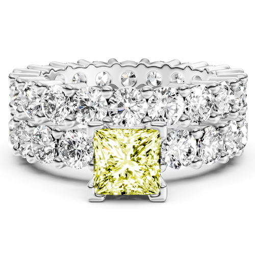 6.30-9.30 CT Princess & Round Cut Fancy Yellow Diamonds - Bridal Set
