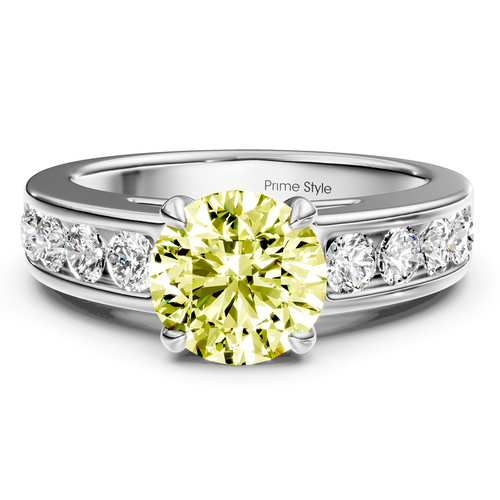 1.45-4.45 CT Round Cut Fancy Yellow Diamonds - Engagement Ring
