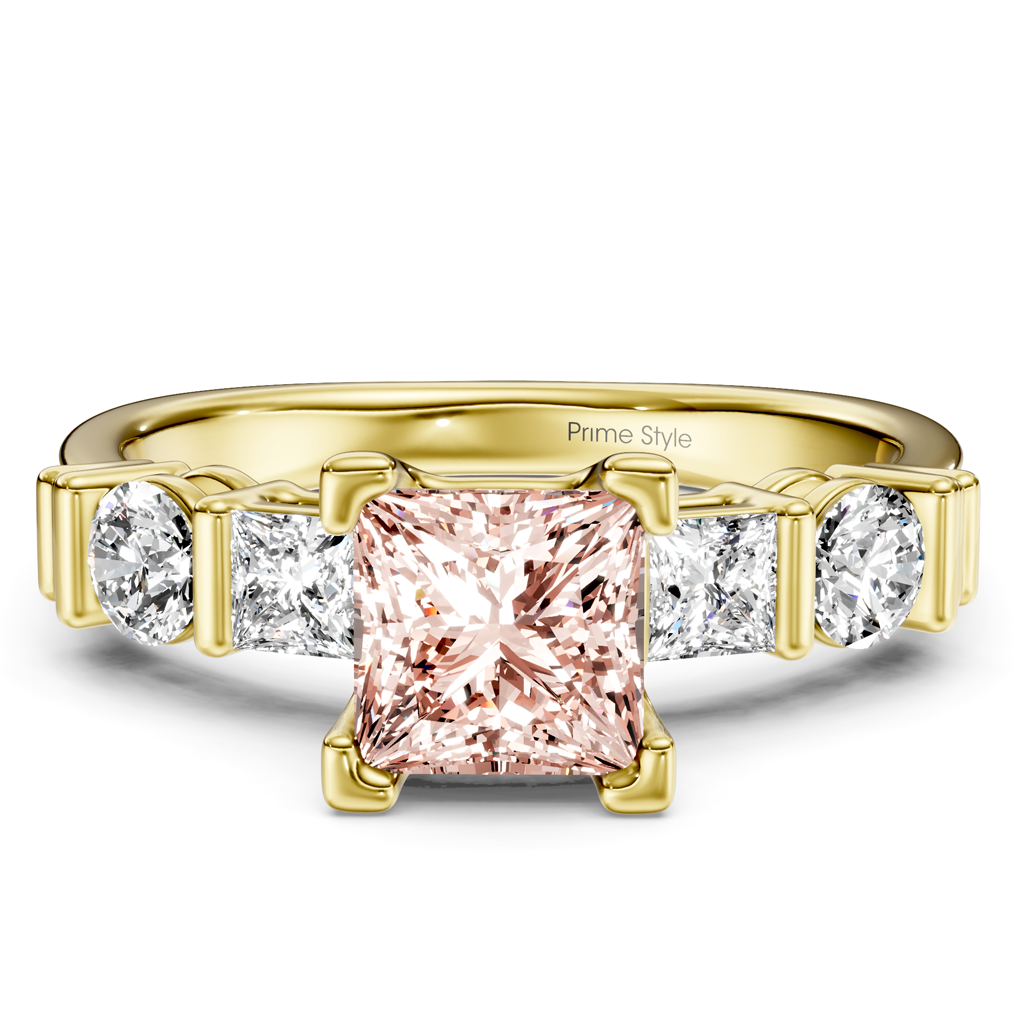 1.70-4.70 CT Princess &amp; Round Cut Fancy Pink Diamonds - Engagement Ring