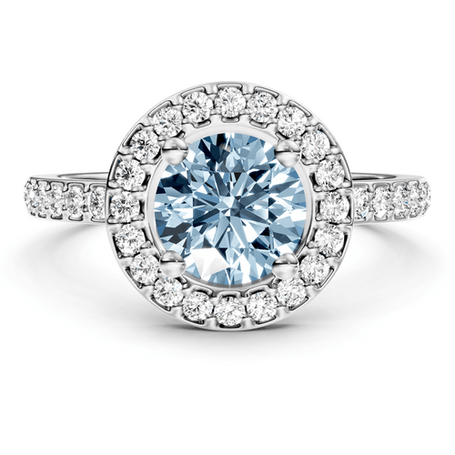 1.35 - 4.35 CT Round Cut Fancy Blue Diamonds - Engagement Ring - Primestyle.com