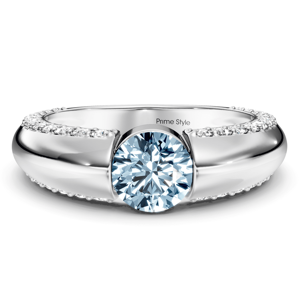 1.65-4.65 CT Round Cut Fancy Blue Diamonds - Engagement Ring