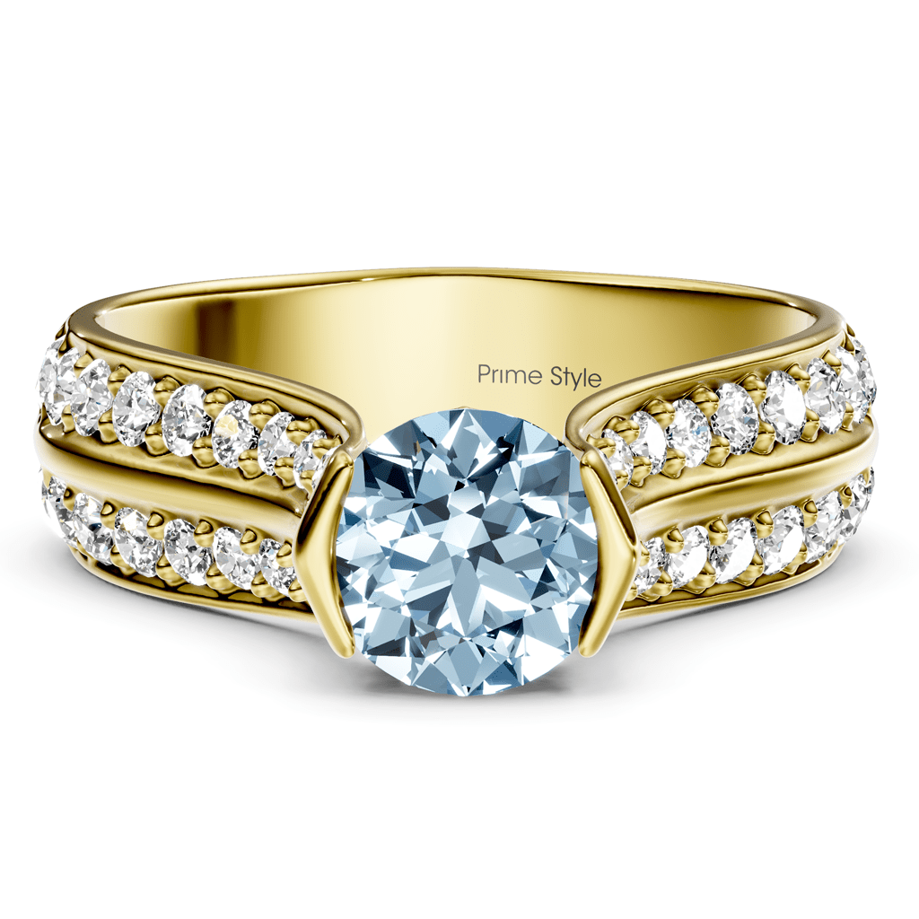 1.65 - 4.65 CT Round Cut Fancy Blue Diamonds - Engagement Ring - Primestyle.com