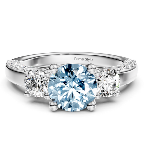 1.90-4.90 CT Round Cut Fancy Blue Diamonds - Engagement Ring