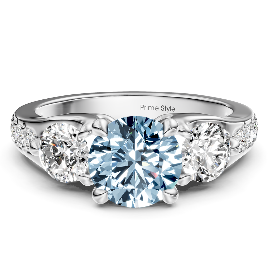 2.05-5.05 CT Round Cut Fancy Blue Diamonds - Engagement Ring