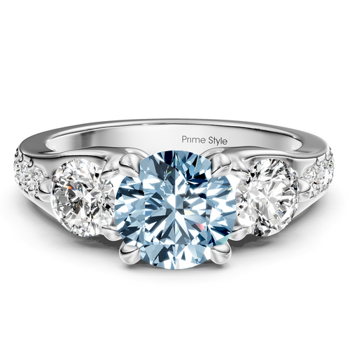 2.05-5.05 CT Round Cut Fancy Blue Diamonds - Engagement Ring