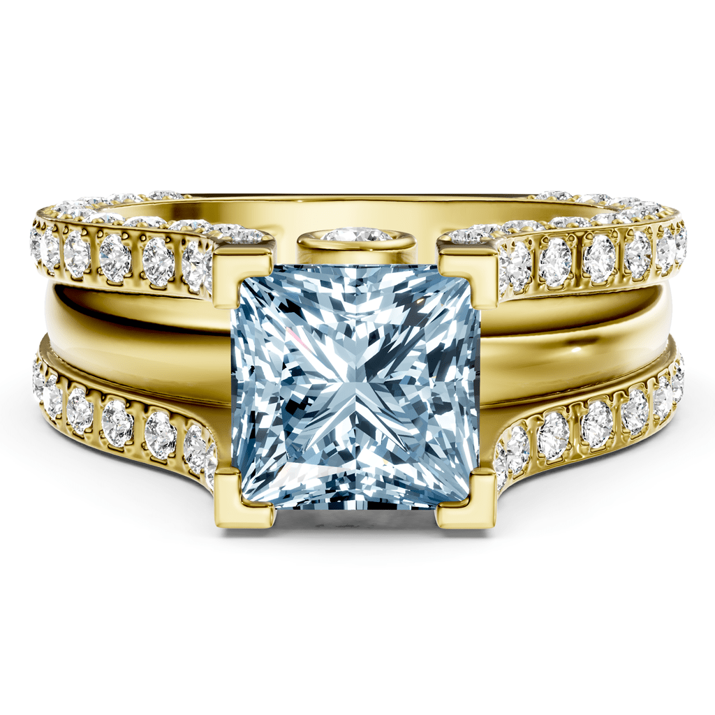 2.10 - 5.10 CT Princess &amp; Round Cut Fancy Blue Diamonds - Engagement Ring - Primestyle.com