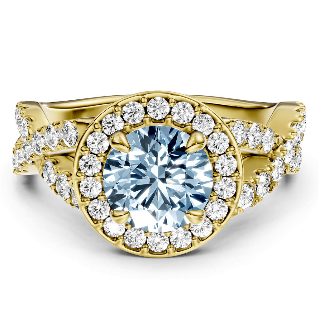1.65-4.65 CT Round Cut Fancy Blue Diamonds - Engagement Ring
