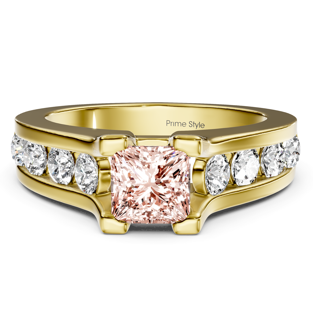 1.80-4.80 CT Princess &amp; Round Cut Fancy Pink Diamonds - Engagement Ring