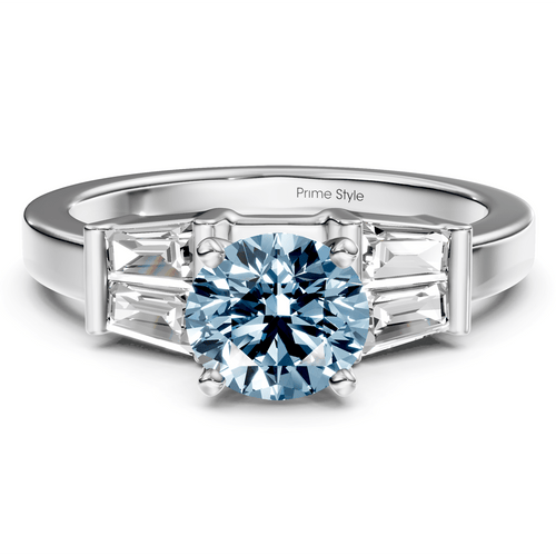 1.40 - 4.40 CT Round & Taper Cut Fancy Blue Diamonds - Engagement Ring - Primestyle.com
