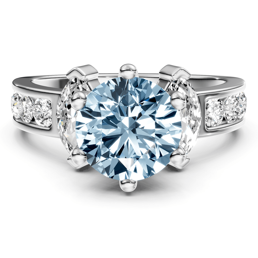 1.85 - 4.85 CT Marquise &amp; Round Cut Fancy Blue Diamonds - Engagement Ring - Primestyle.com