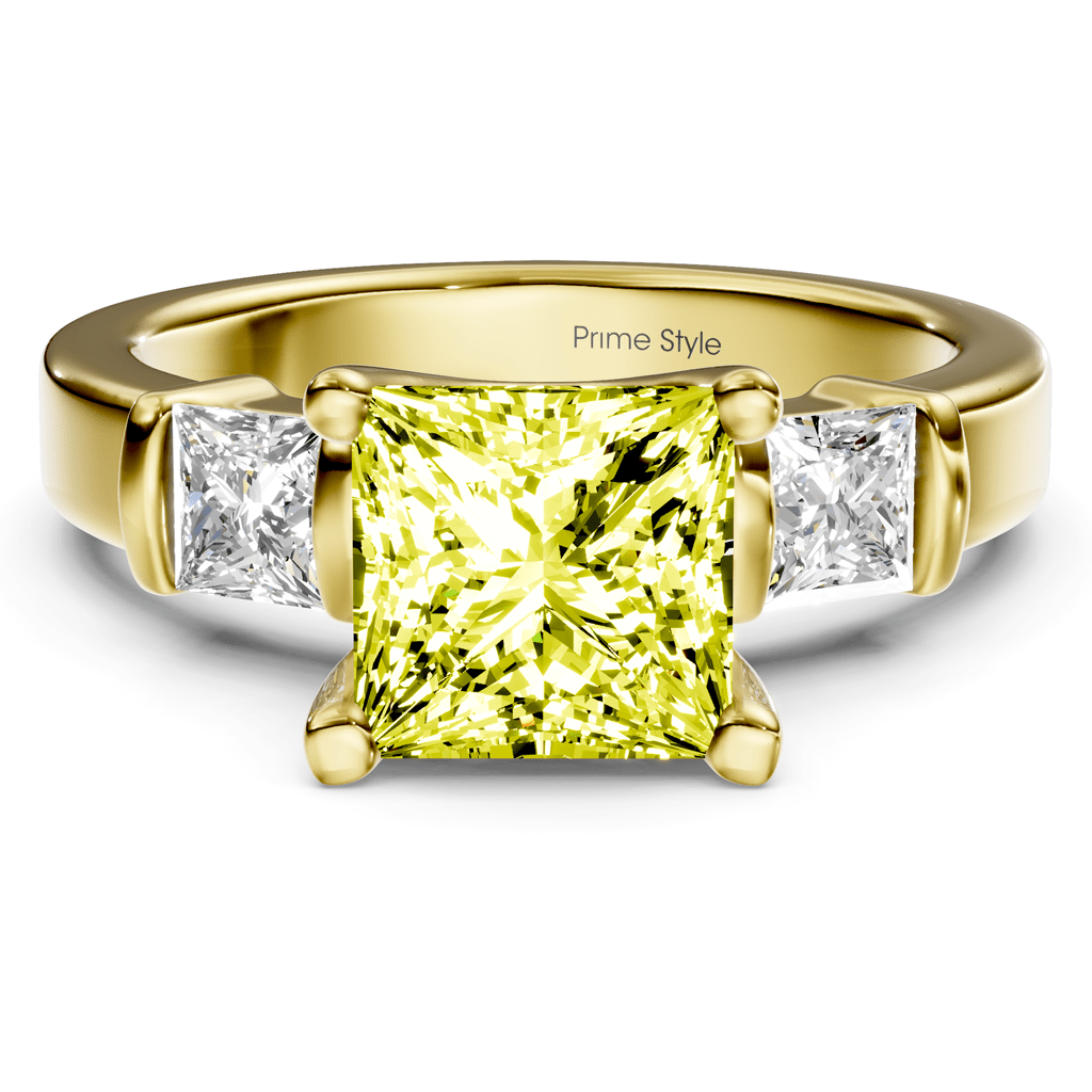 1.50-4.50 CT Princess Cut Fancy Yellow Diamonds - Engagement Ring