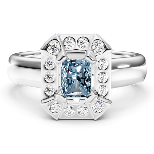 1.16-4.16 CT Radiant & Round Cut Fancy Blue Diamonds - Engagement Ring