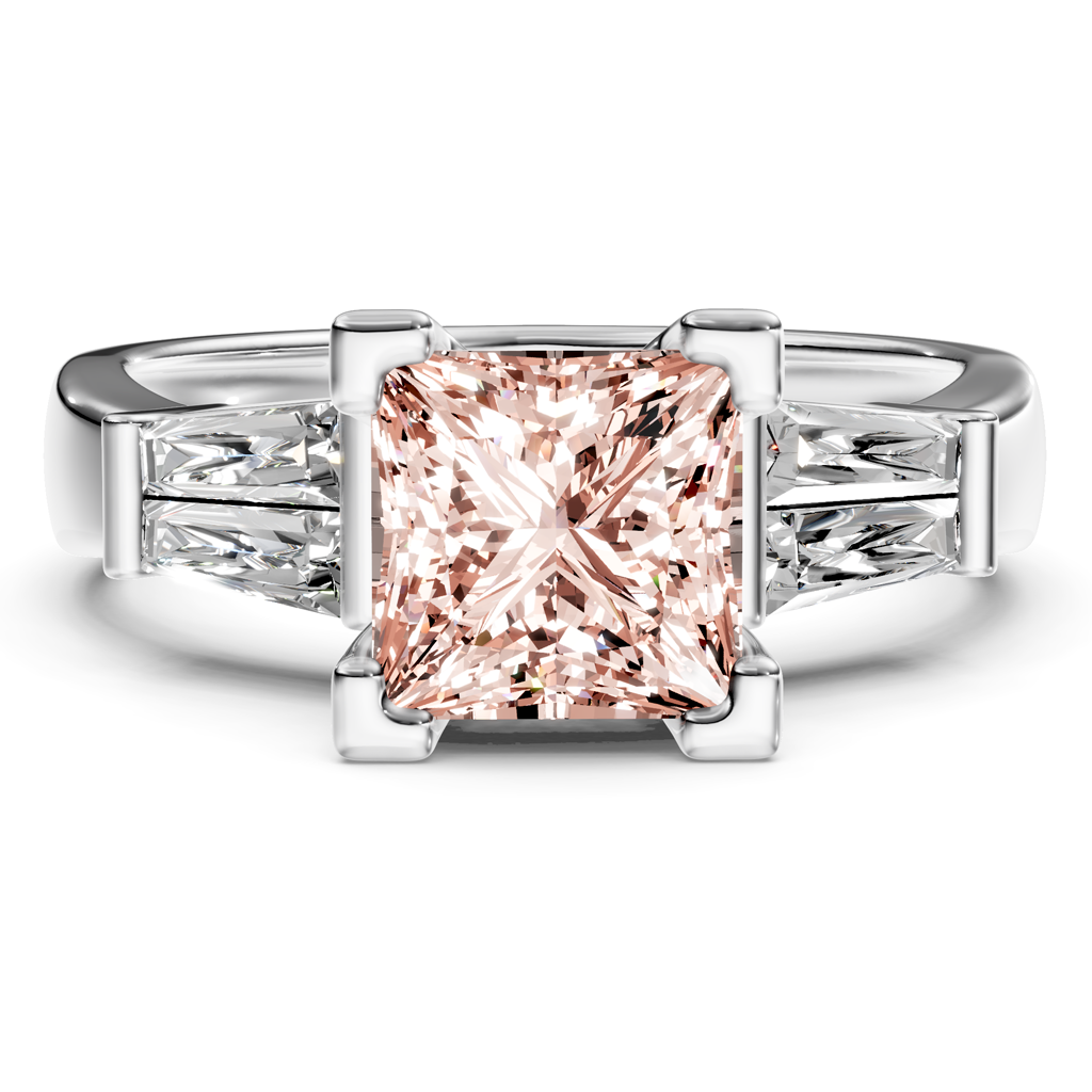 1.40-4.40 CT Princess &amp; Taper Cut Fancy Pink Diamonds - Engagement Ring