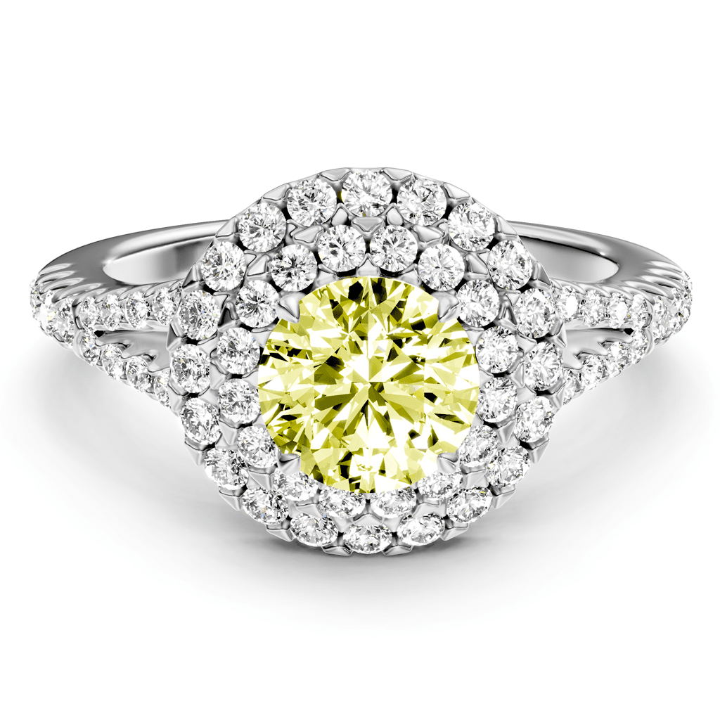 1.49-4.49 CT Round Cut Fancy Yellow Diamonds - Engagement Ring