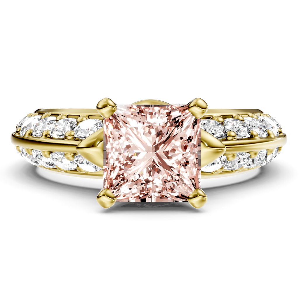 1.65-4.65 CT Princess &amp; Round Cut Fancy Pink Diamonds - Engagement Ring