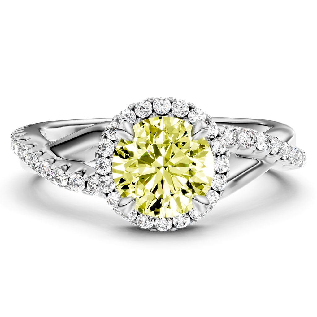 1.25-4.25 CT Round Cut Fancy Yellow Diamonds - Engagement Ring