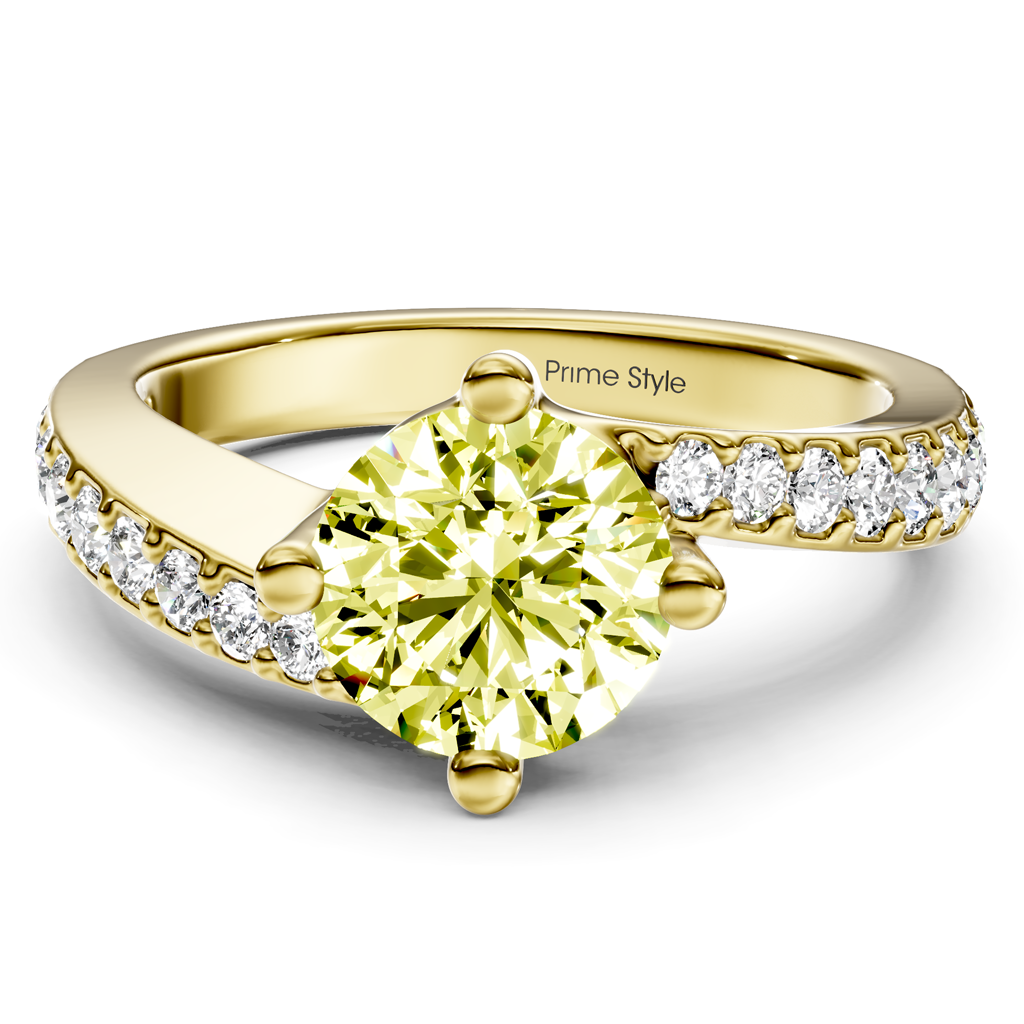 1.35-4.35 CT Round Cut Fancy Yellow Diamonds - Engagement Ring