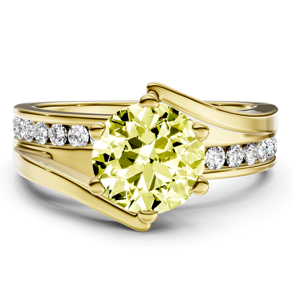 1.35-4.35 CT Round Cut Fancy Yellow Diamonds - Engagement Ring