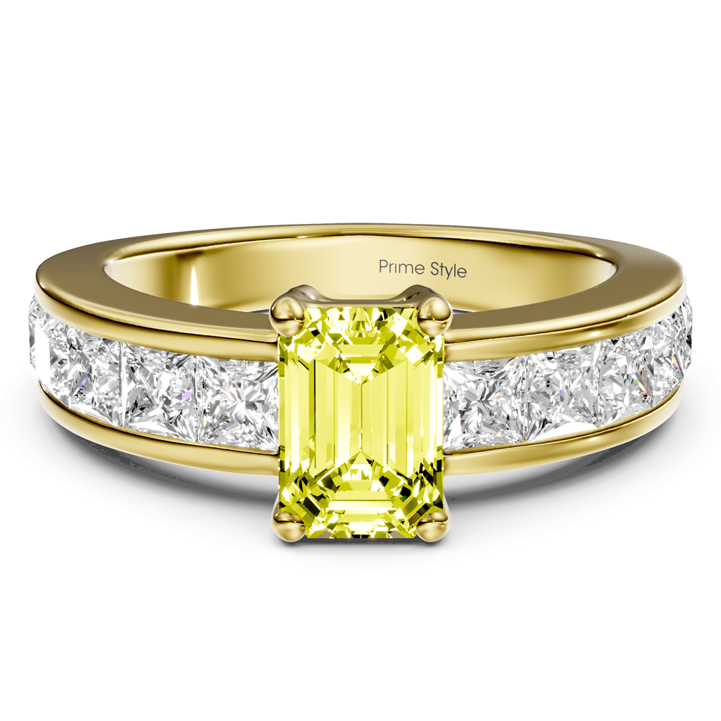 2.50-5.50 CT Emerald & Princess Cut Fancy Yellow Diamonds - Engagement Ring