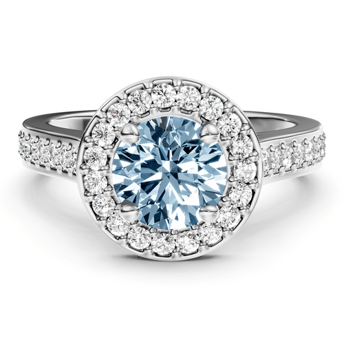 1.35 - 4.35 CT Round Cut Fancy Blue Diamonds - Engagement Ring - Primestyle.com
