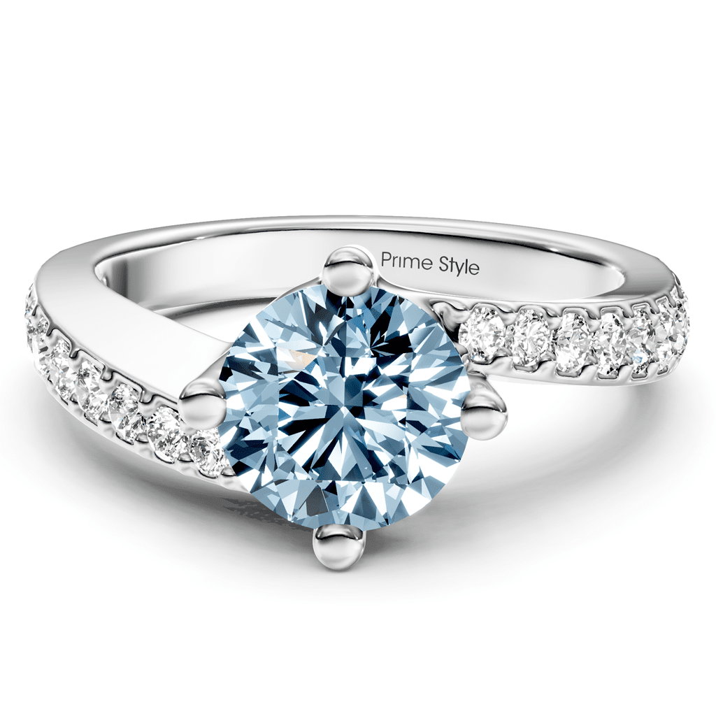 1.35 - 4.35 CT Round Cut Fancy Blue Diamonds - Engagement Ring - Primestyle.com