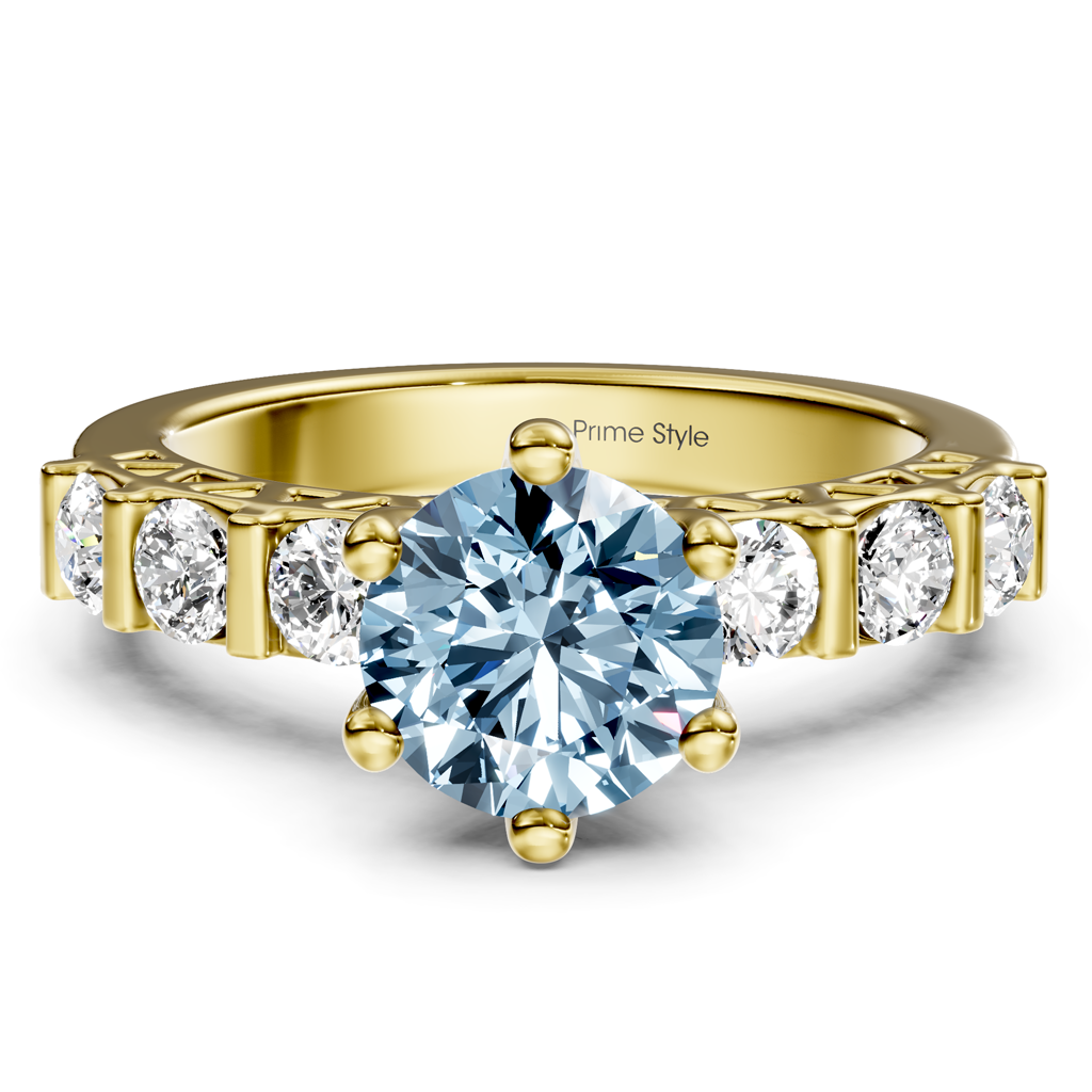 1.60-4.60 CT Round Cut Fancy Blue Diamonds - Engagement Ring