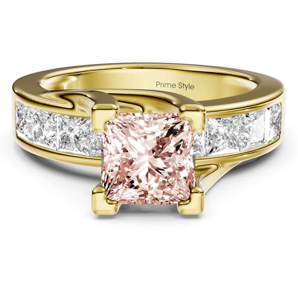 2.20-5.20 CT Princess Cut Fancy Pink Diamonds - Engagement Ring