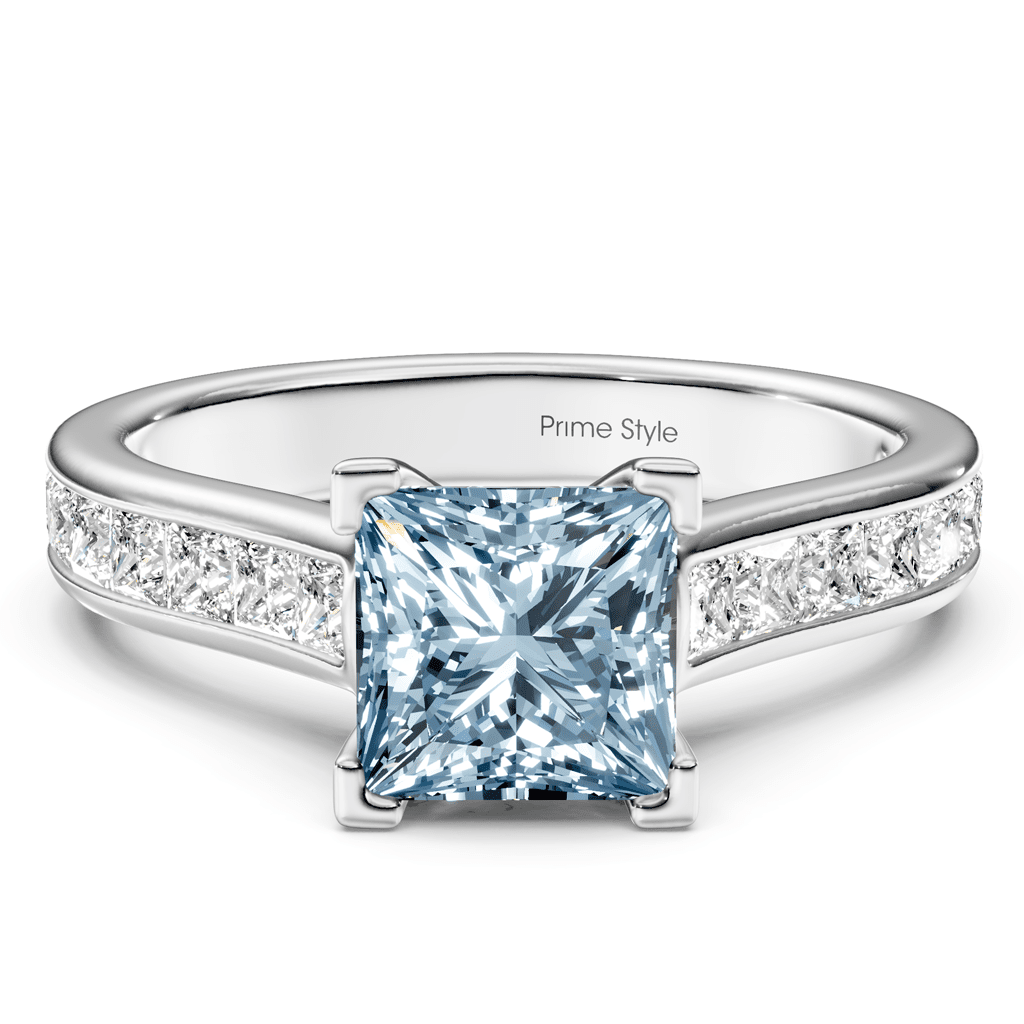 1.80-4.80 CT Princess Cut Fancy Blue Diamonds - Engagement Ring