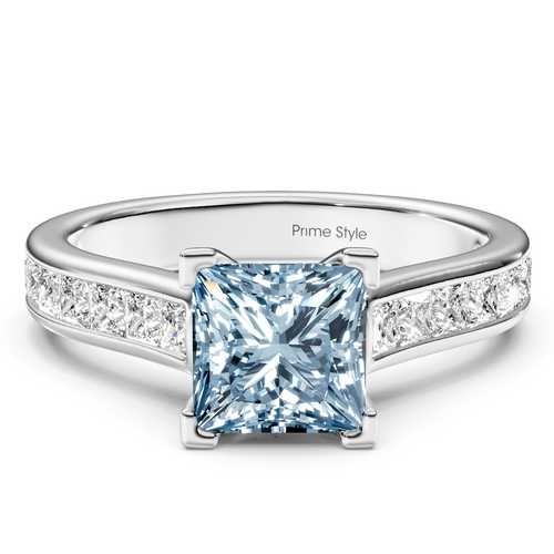 1.80-4.80 CT Princess Cut Fancy Blue Diamonds - Engagement Ring