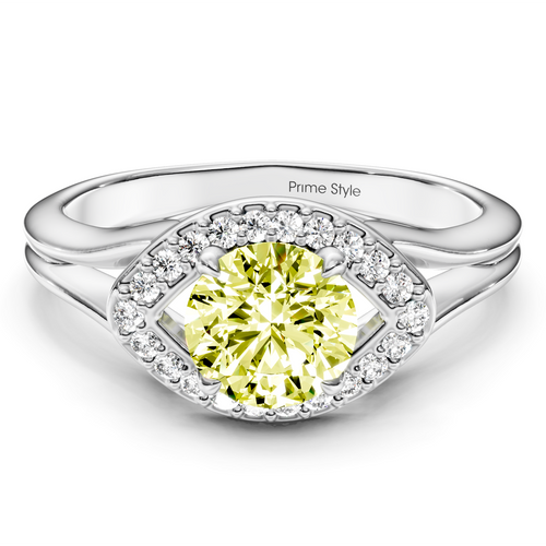 1.10-4.10 CT Round Cut Fancy Yellow Diamonds - Engagement Ring