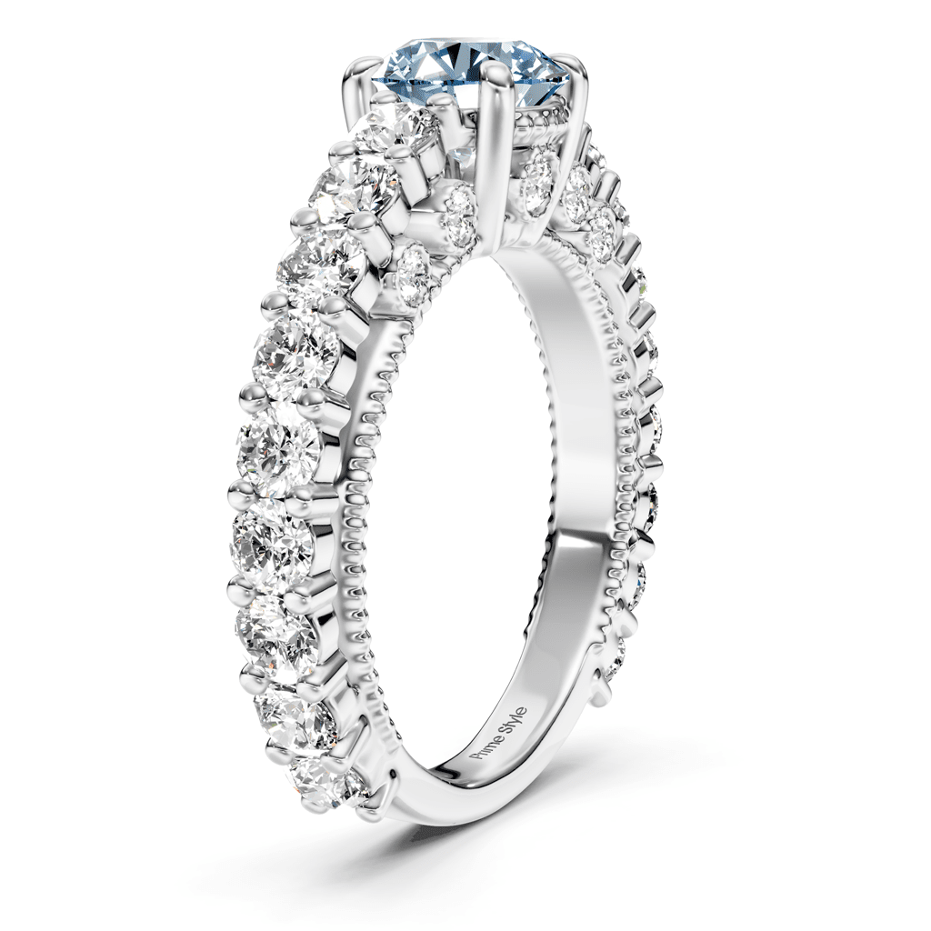 2.70-5.70 CT Round Cut Fancy Blue Diamonds - Engagement Ring