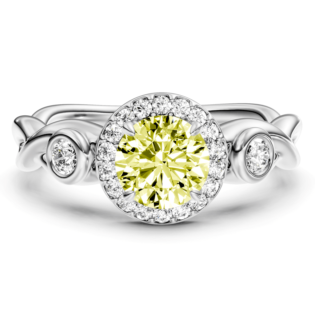 1.27 - 4.27 CT Round Cut Fancy Yellow Diamonds - Engagement Ring - Primestyle.com