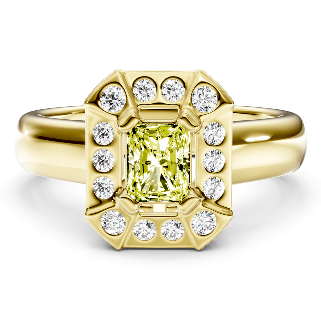 1.16-4.16 CT Radiant &amp; Round Cut Fancy Yellow Diamonds - Engagement Ring