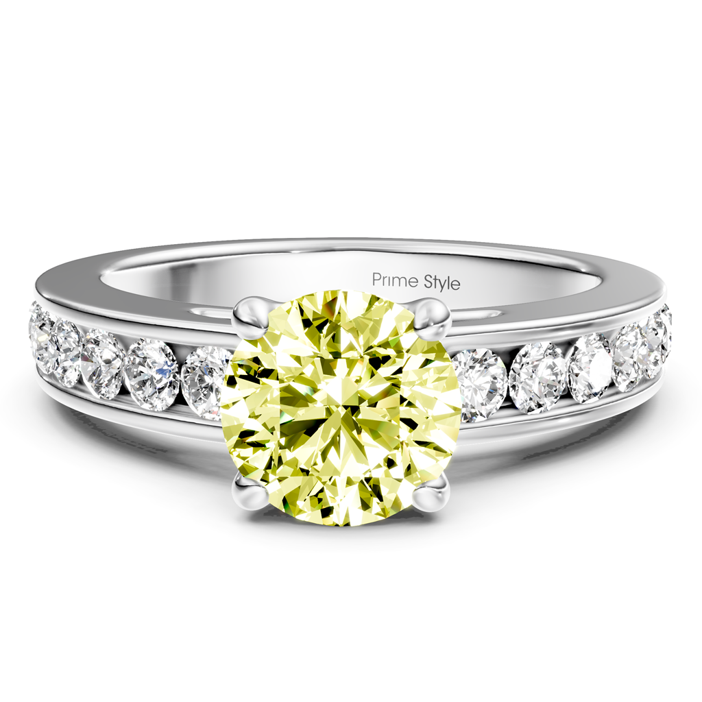 1.65-4.65 CT Round Cut Fancy Yellow Diamonds - Engagement Ring