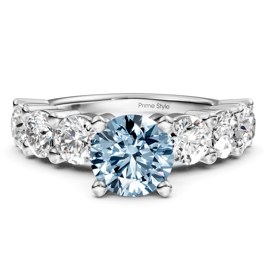 2.50 - 5.50 CT Round Cut Fancy Blue Diamonds - Engagement Ring - Primestyle.com