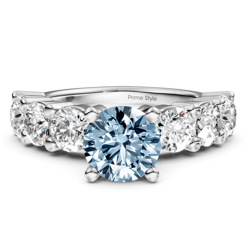 2.50 - 5.50 CT Round Cut Fancy Blue Diamonds - Engagement Ring - Primestyle.com