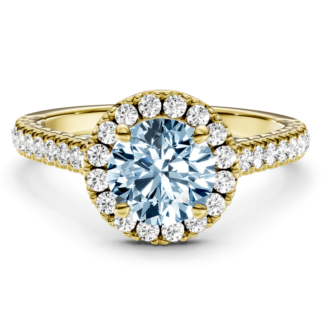 1.45-4.45 CT Round Cut Fancy Blue Diamonds - Engagement Ring