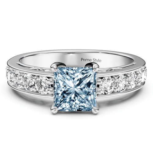 1.50 - 4.50 CT Princess & Round Cut Fancy Blue Diamonds - Engagement Ring - Primestyle.com