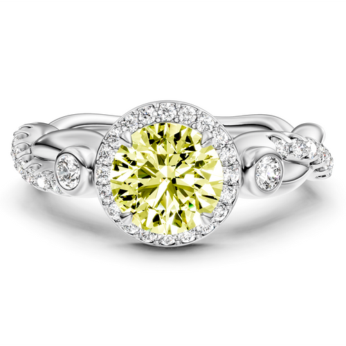 1.70-4.70 CT Princess & Round Cut Fancy Yellow Diamonds - Engagement Ring