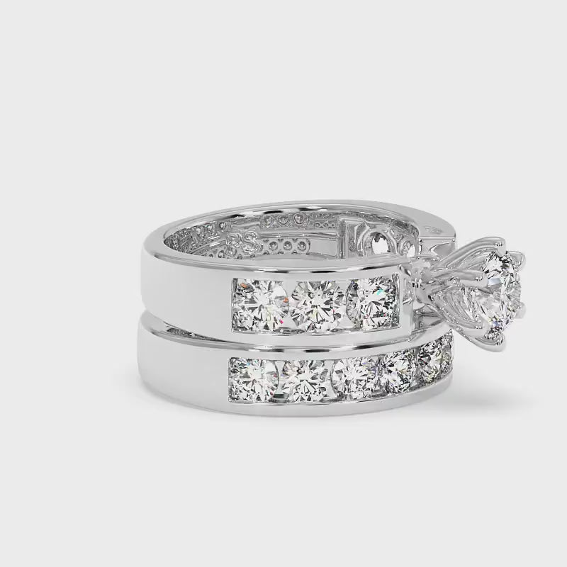 3.20-4.35 CT Round Cut Diamonds - Bridal Set